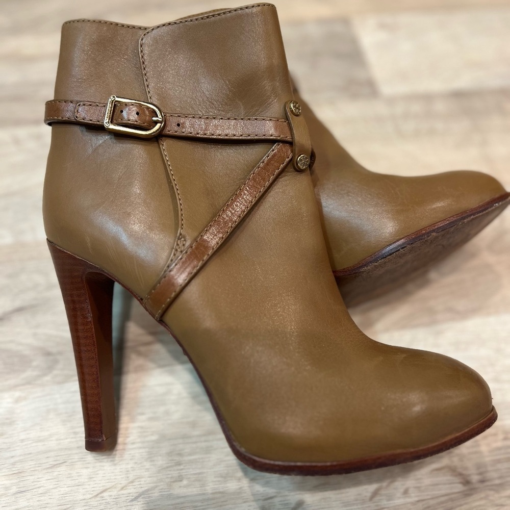 Tory Burch Cognac Dorese Leather Boot Bootie Sz 10